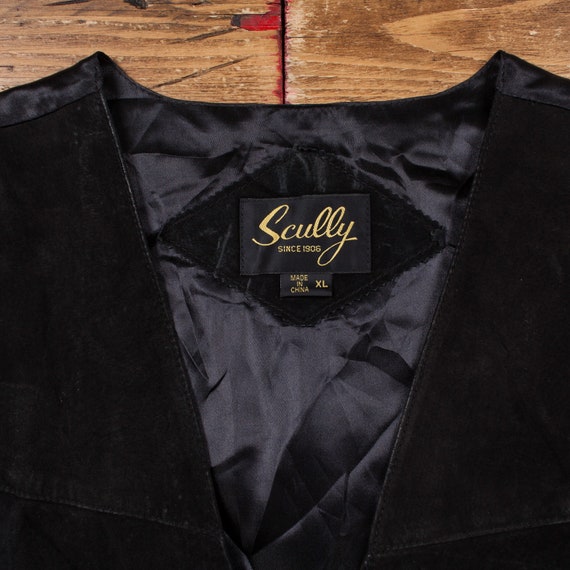 Vintage Scully Suede Gilet XL 90s Vest Black Snap - image 5