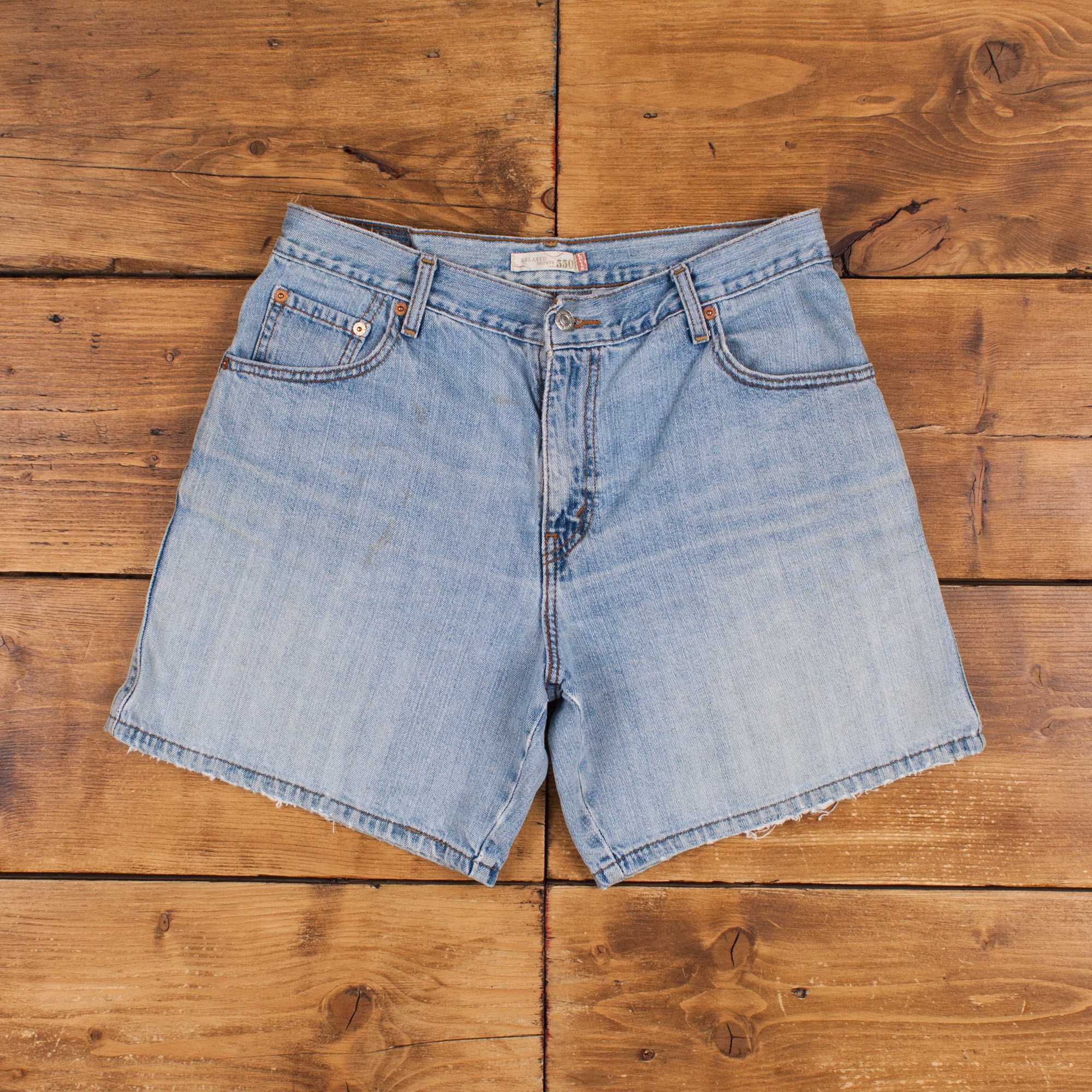 Vintage Levi s Denim Shorts 33 Levis 550 Hemmed Jorts Womens Light Wash Blue Etsy