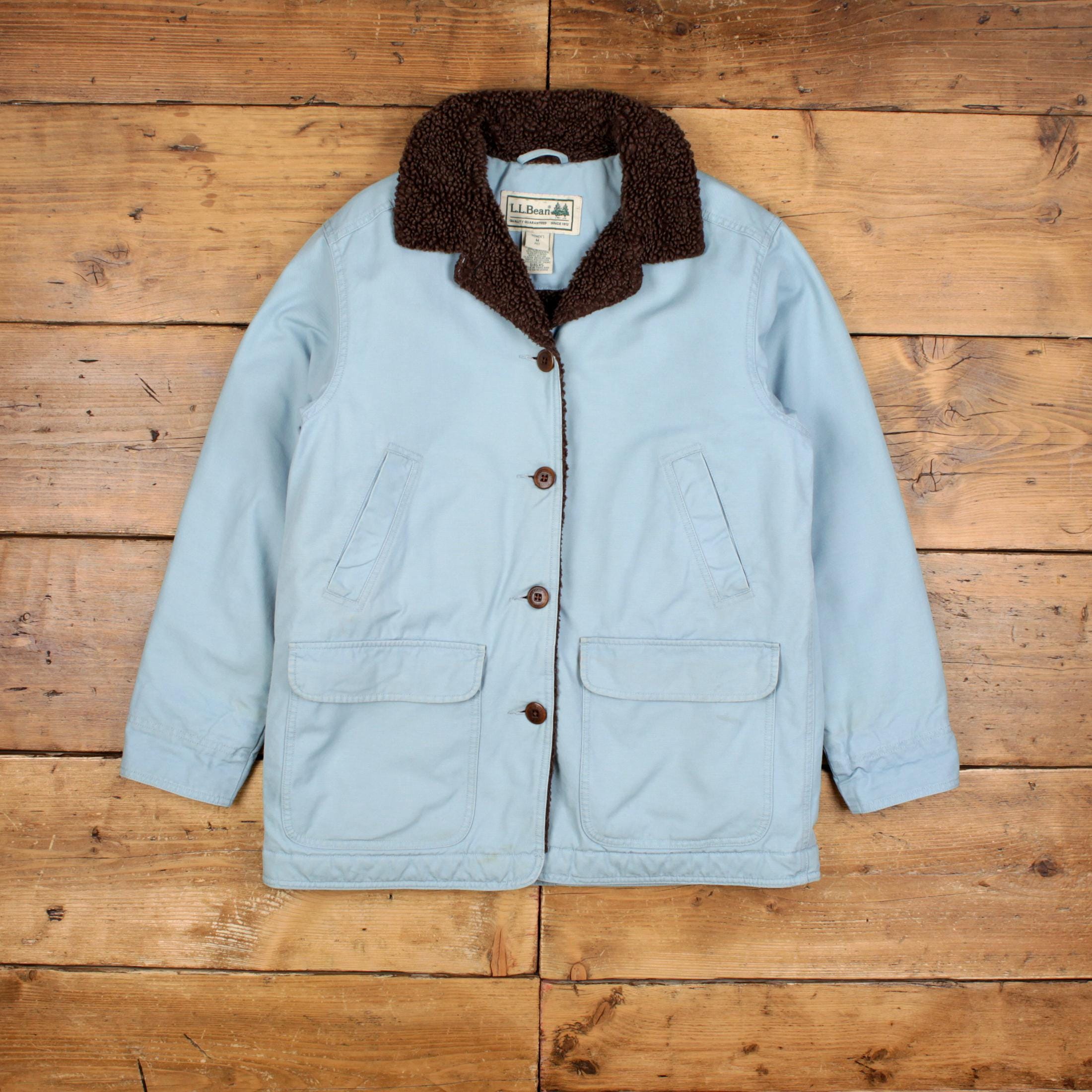 Vintage L.l.bean Workwear Jacket M 90s Barn Coat Chore Petite Blue 