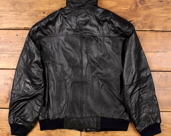 Vintage Ash Creek Trading Leather Jacket M 90s Bomber Black - Etsy