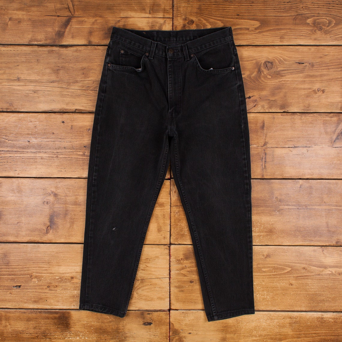 Vintage Levis Jeans 32 x 25 Dark Wash Tapered Black Womens Orange Tab Denim, foto 1 di 5