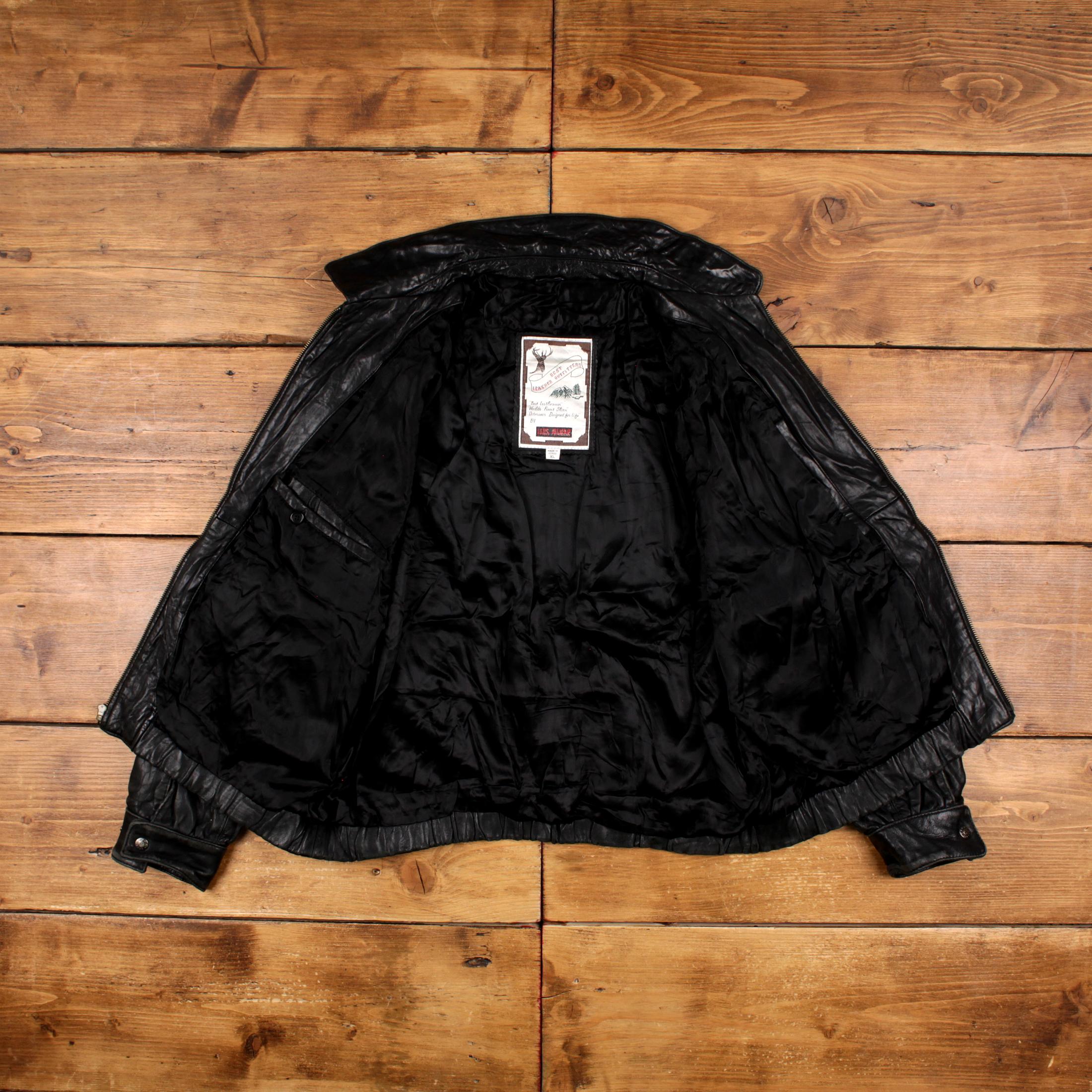 Vintage Luis Alvear Leather Jacket XL 90s Bomber Black - Etsy