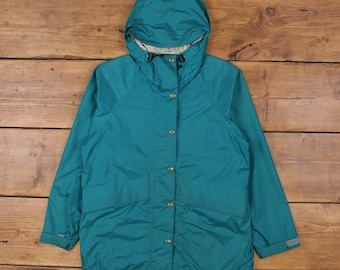 Vintage L.L.Bean Windbreaker Jacket M 80s USA Made Green Womens