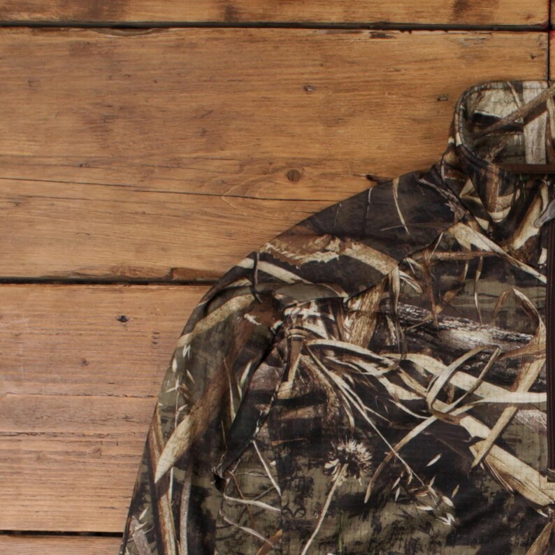 Drake Softshell Fleece L Mens Green Waterfowl Camo 1/4 Zip Hunting Performance image 4