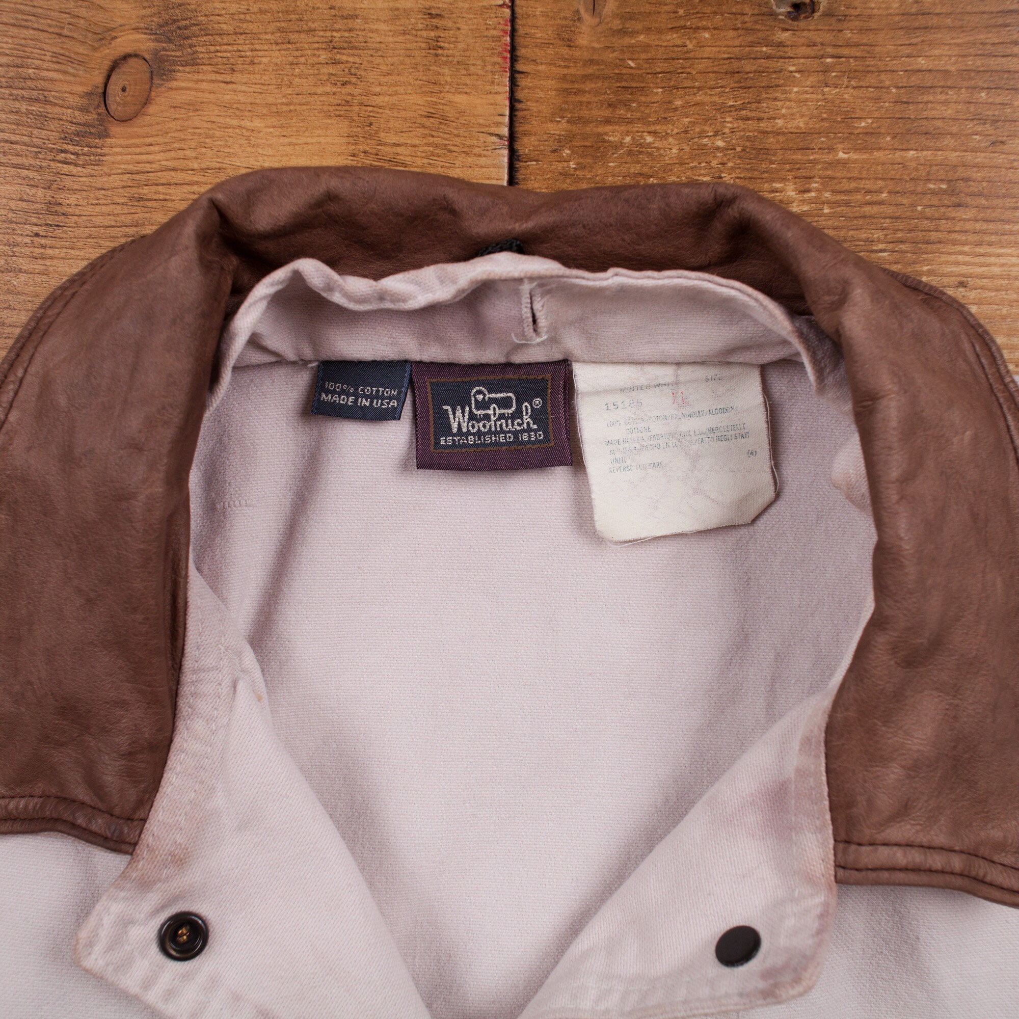 Vintage Woolrich Chore Jacket 2XL 80s Leather Collar Barn Vintage Woolrich Chore Jacket 2XL 80s Leather Collar Barn