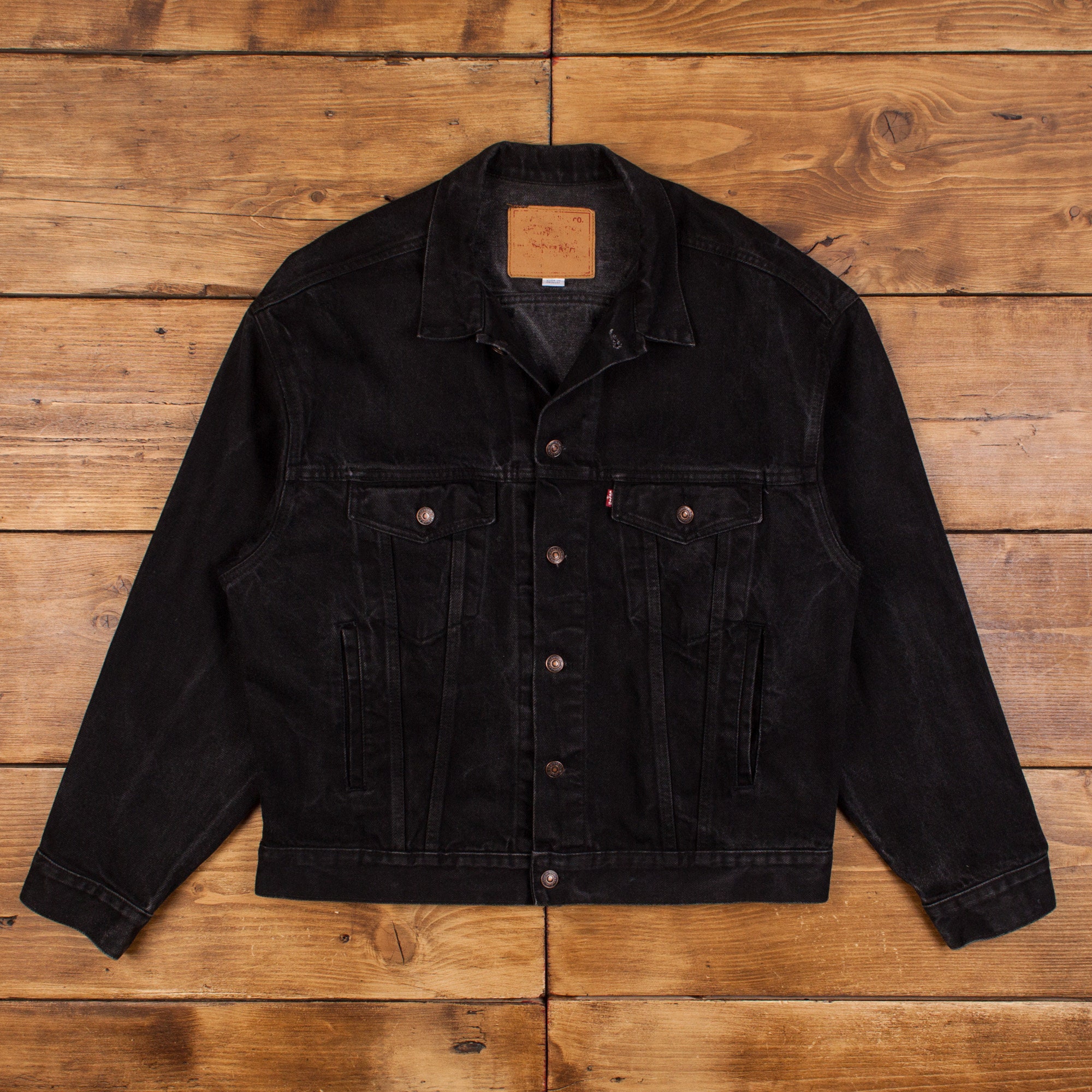 Vintage Levis Denim Jacket Large Faded Black Trucker Red Tab