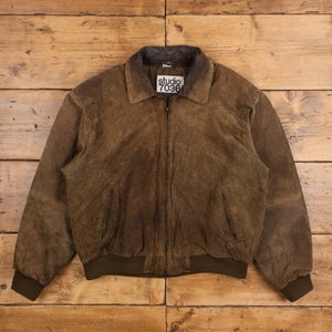 Vintage Philippe Monet Suede Jacket L 90s Studio 7036 Bomber Brown