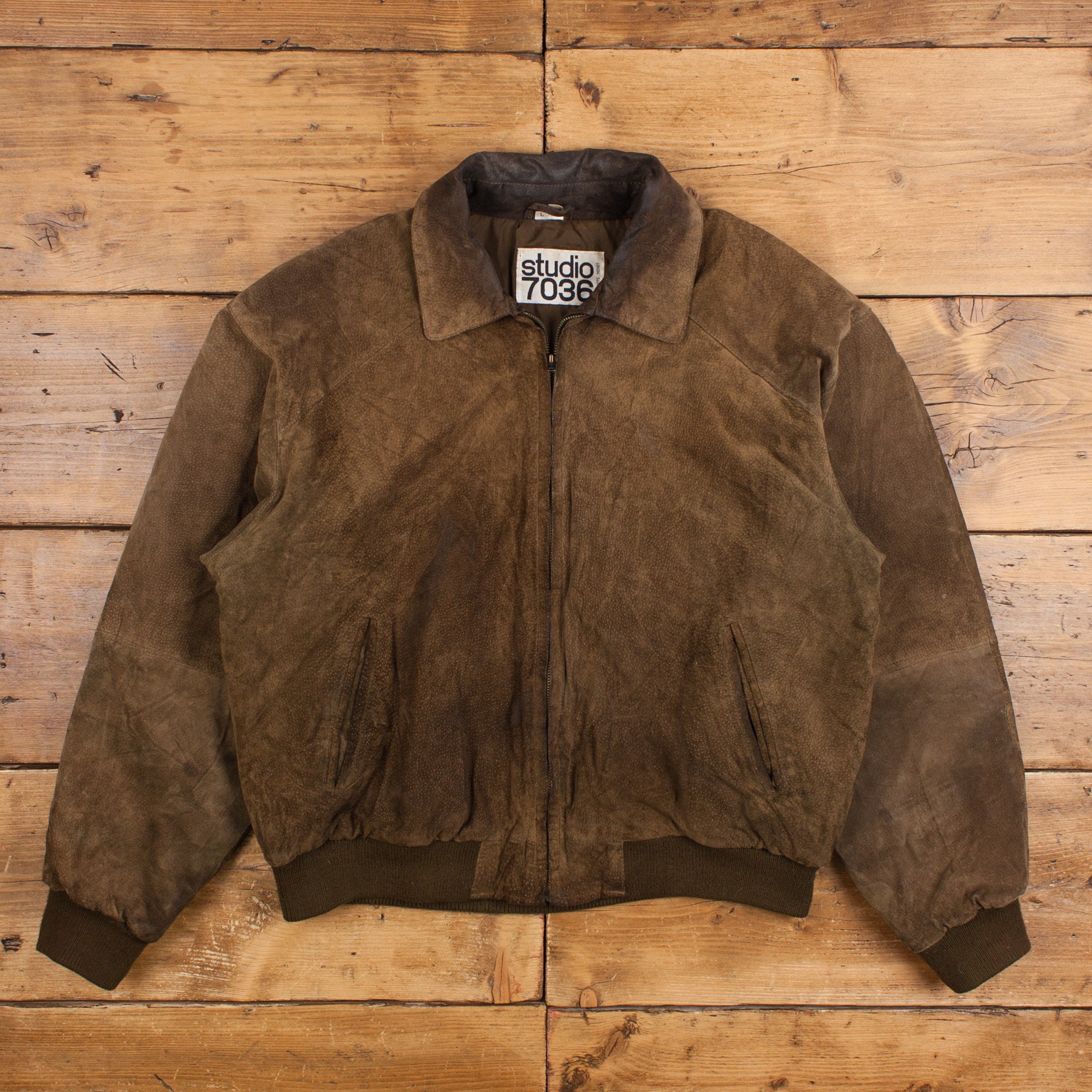 Vintage Philippe Monet Suede Jacket L 90s Studio 7036 Bomber Brown