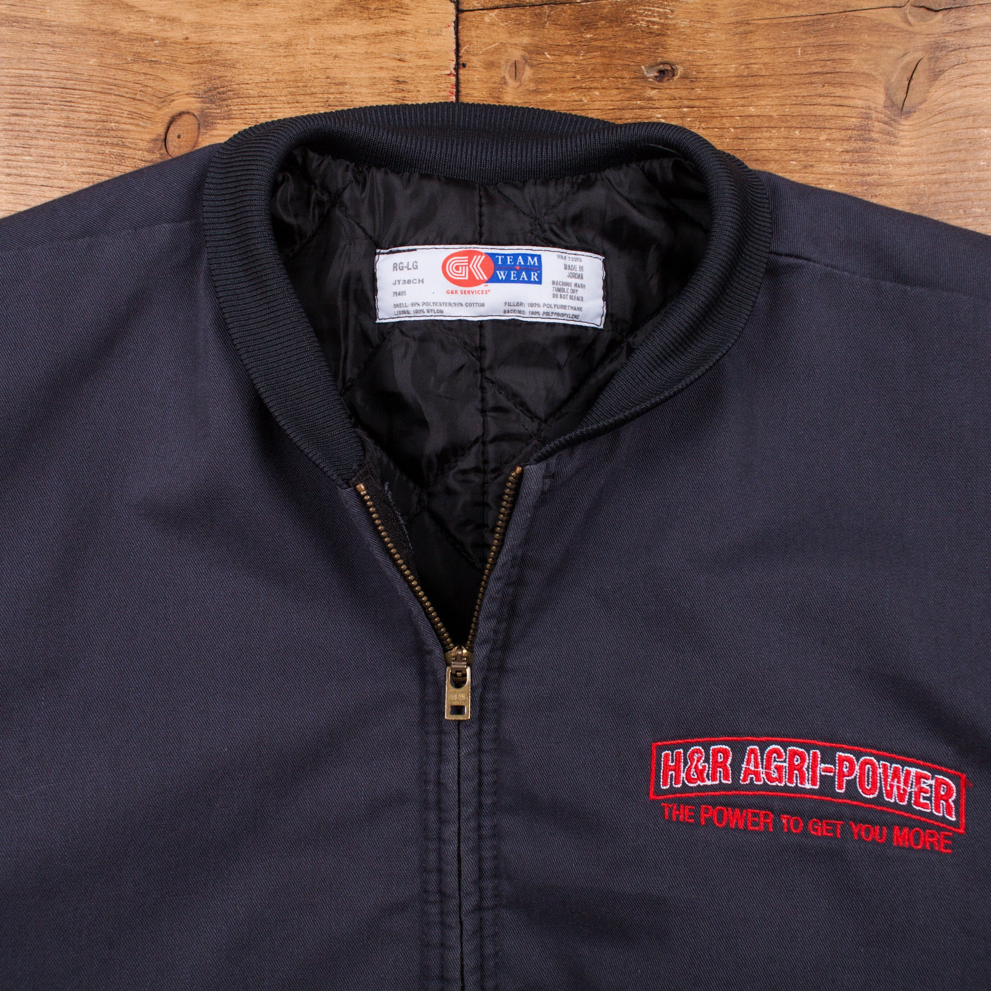 Vintage G&K Workwear Jacket L 90s Bomber Quilt Lined Blue