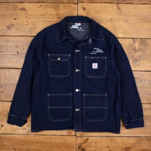 Pointer Brand Denim Chore Jacket L Mens Blue USA Made Button Front Coat