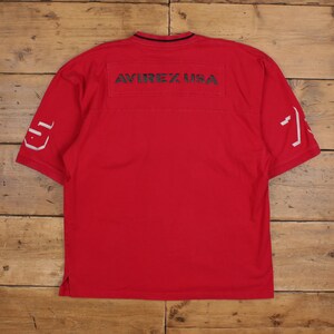 Vintage Avirex T-shirt 2XL Mens 00s V-neck Jersey Red Streetwear Y2k Hip Hop image 2