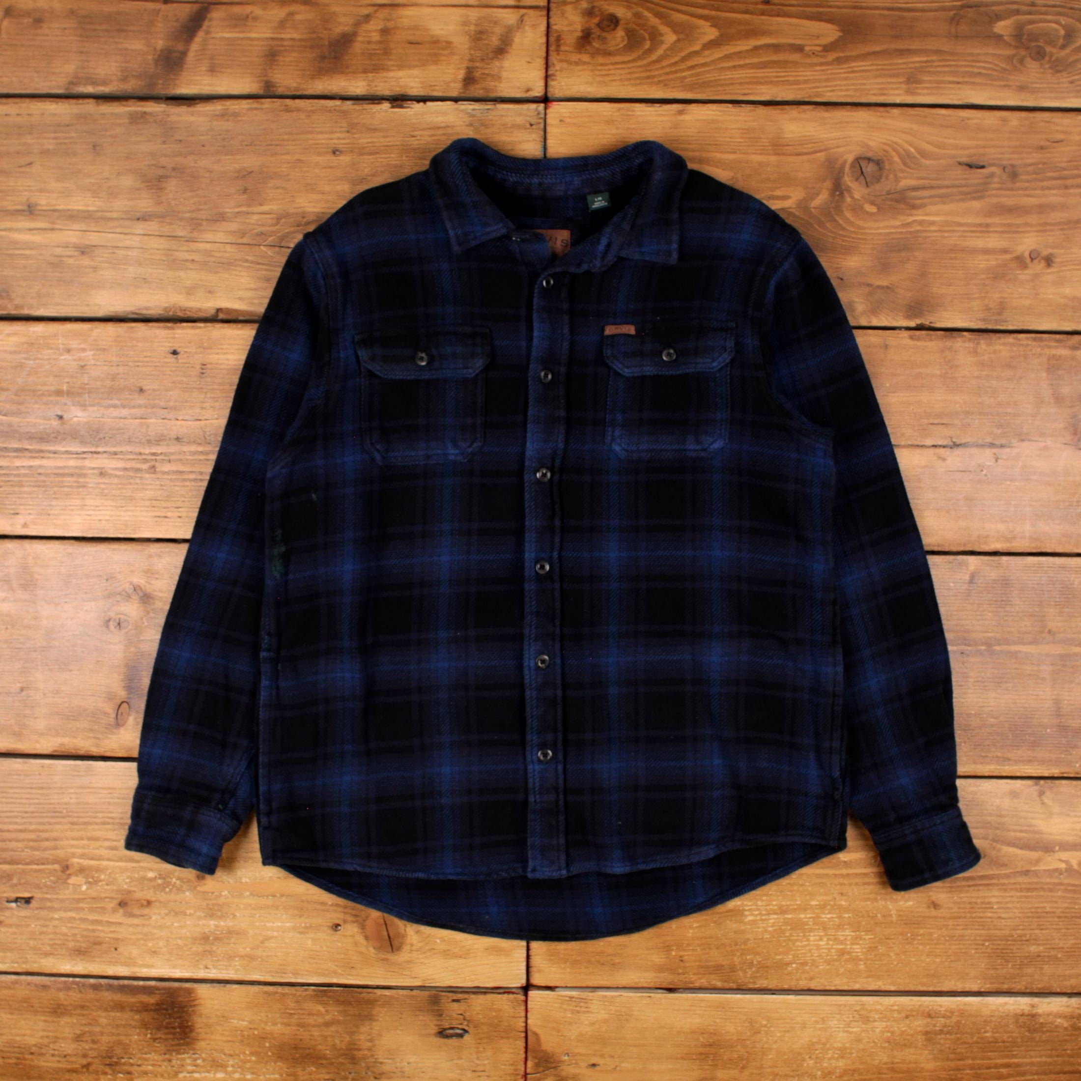 Vintage Orvis Flannel Shirt Button L Mens Long Sleeve Blue Check