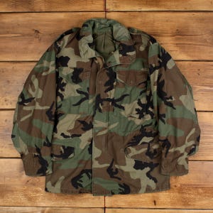 Vintage Military Jacket S 80s M65 Field Cold Weather Camouflage Green