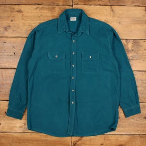 Vintage Five Brother Chamois Shirt Button XL 90s Tall Mens Long Sleeve Blue