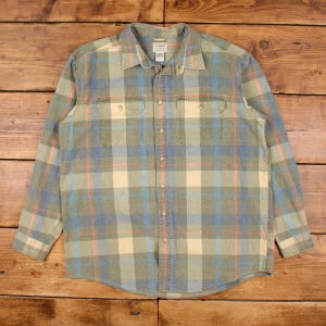 Vintage L.L. Bean Plaid Shirt XL Tall Mens Button Down Cotton Check Green