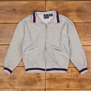 Sudadera con capucha y cremallera vintage, años 90, cuello gris, cremallera completa, talla S