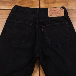 Vintage Levis 501 Jeans 29 x 31 Dark Wash Recht Zwart Rood Tab Denim afbeelding 10