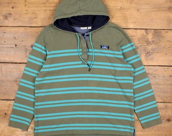 Felpa con cappuccio L L Bean XL da donna, verde oliva a righe, casual da esterno, verde