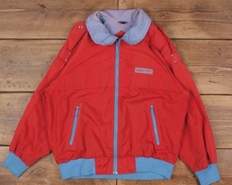 Vintage River Edge Windbreaker Jacket M 90s Red Zip