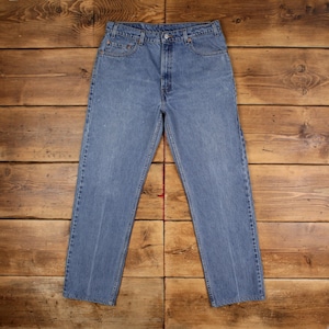 Vintage Levis 505 Jeans 34 x 31 90s Stonewash Straight Blue Red Tab Denim