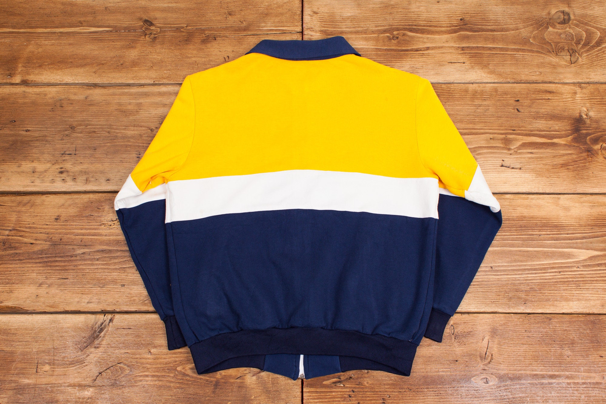 Womens Vintage 80s Yellow Blue Full Zip Sweatshirt Track | Etsy
