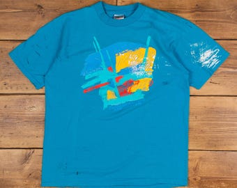 Vintage Oneita Single Stitch T Shirt Graphic Large 90s USA Made