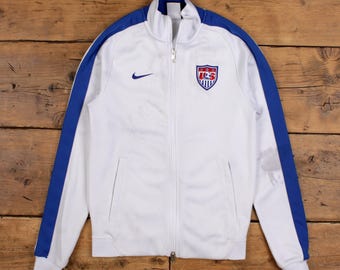 Chaqueta deportiva de fútbol Nike USMNT talla S para hombre, color blanco, cortavientos de fútbol con cremallera completa
