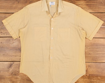 Vintage Arrow Casual Shirt Button L USA Made 50s Lightweight Mens Short Sleeve