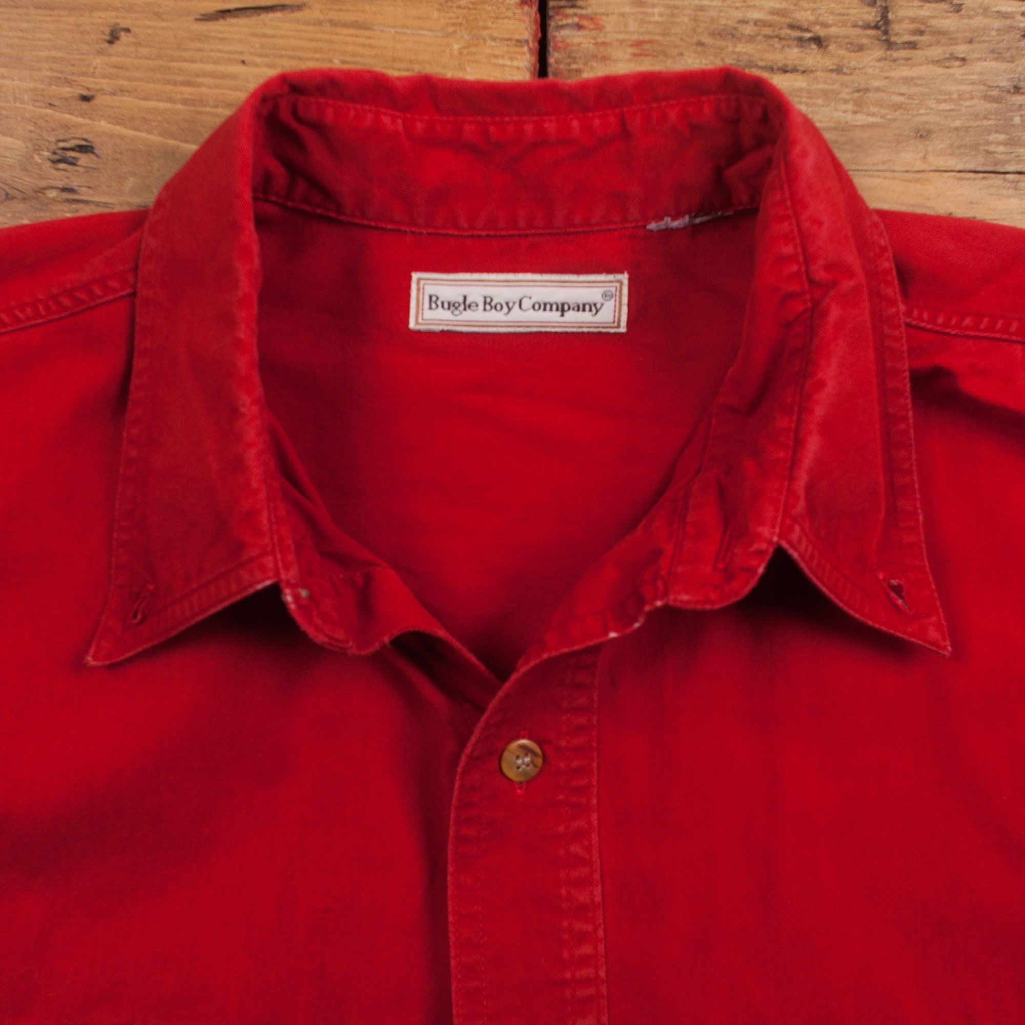 Vintage Bugle Boy Casual Shirt Button XL 80s Logo Mens Long