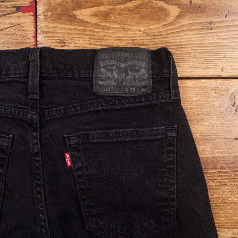 vintage Levis 514 Jeans 29 x 28 Dark Wash Straight Black Red Tab Denim image 7