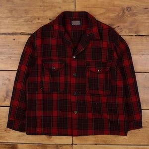 Vintage Pendleton Plaid Shirt Button L USA Made 60s Mens Long Sleeve Red Plaid