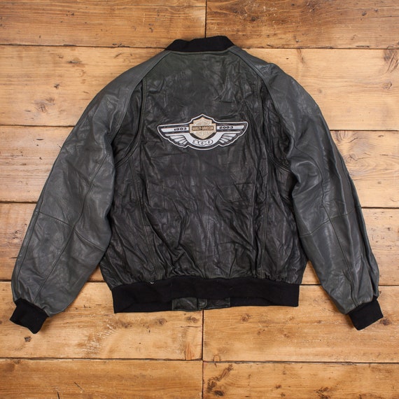 Vintage Harley Davidson Leather Jacket 2XL 90s Fleece Lined Grey 
