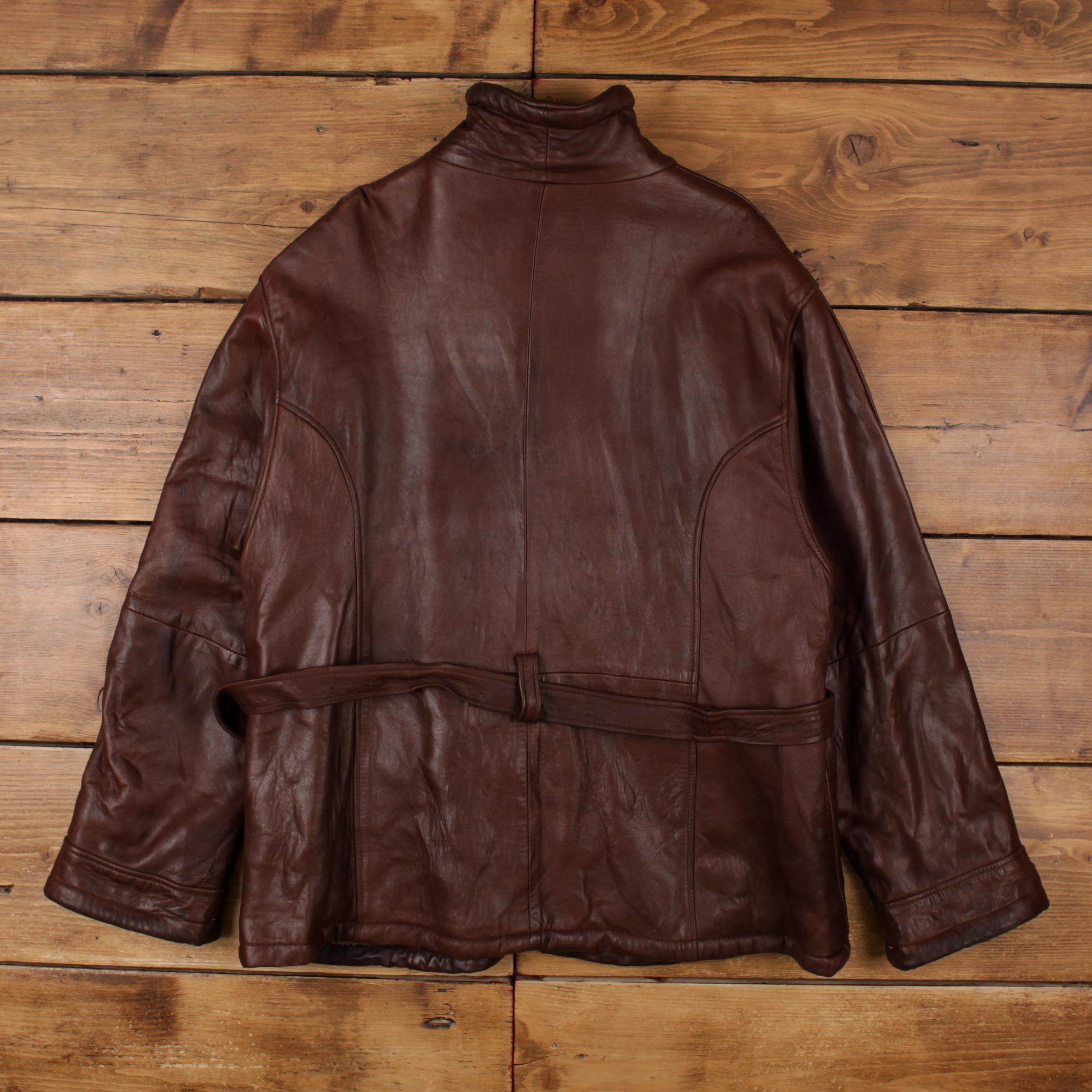 Vintage Martani Leather Jacket 2XL 90s Sherpa Lined Belted USA