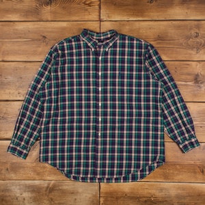Vintage Ralph Lauren Plaid Shirt Button XL Blake Embroidered Logo Mens Purple