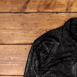 Veste en cuir vintage L motard des années 90, grande taille, noir