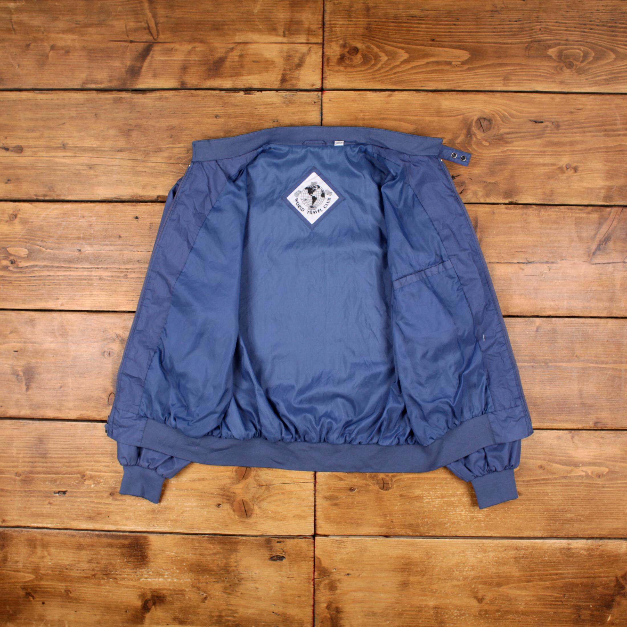 Vintage World Travel Club Windbreaker Jacket L 90s Bomber Blue - Etsy