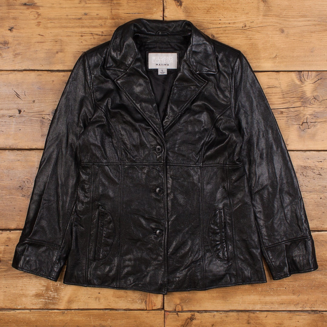 Wilson's 90s Vintage Black Leather Jacket