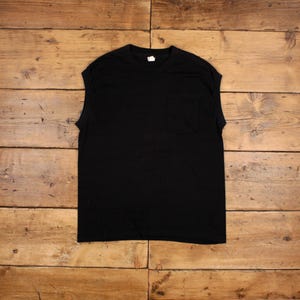 Vintage Fruit of the Loom Single Stitch T Shirt Blank Large 90s Pocket Black