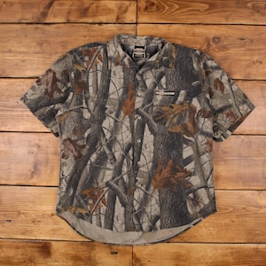 Vintage Winchester Real Tree Shirt Button XL Mens Short Sleeve Green