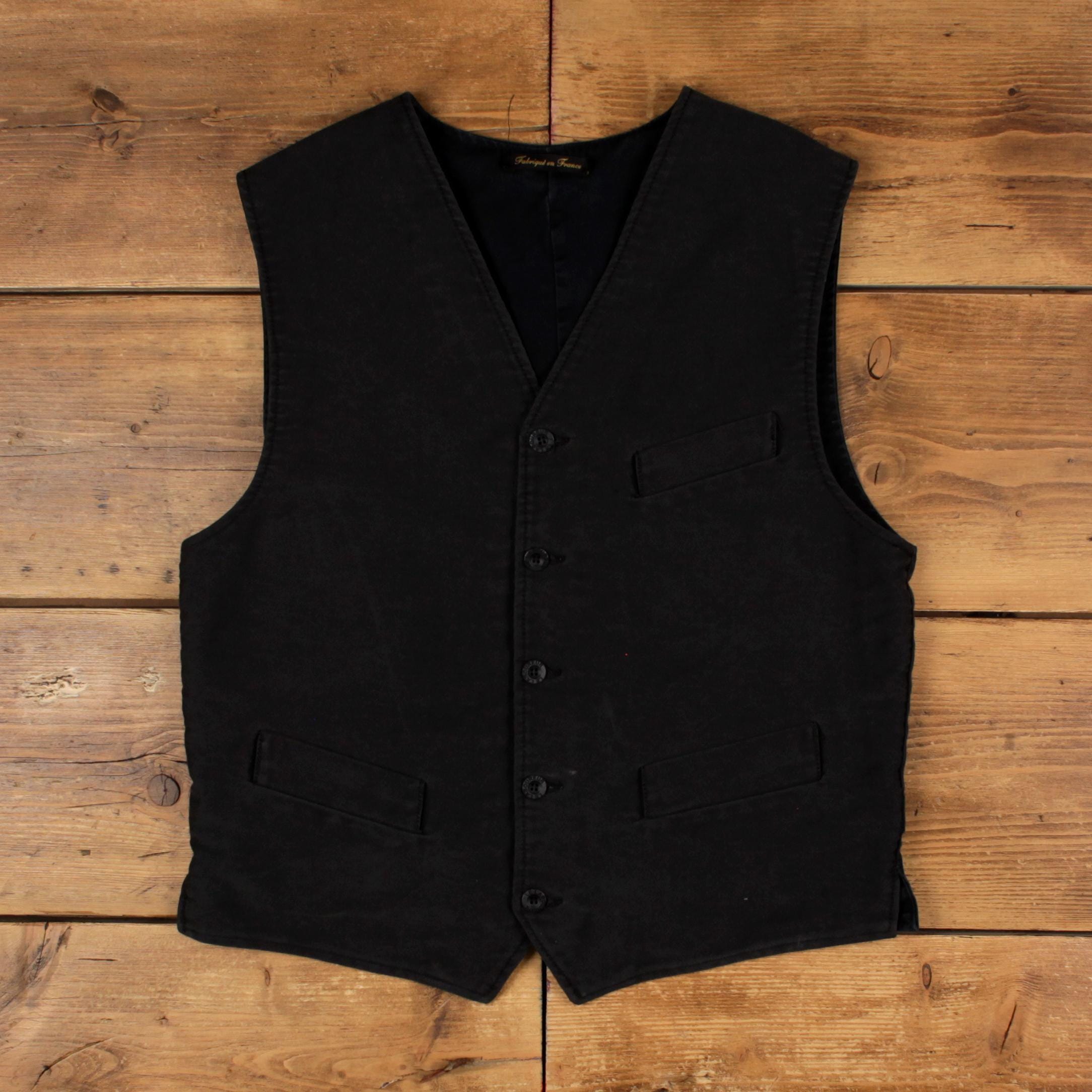 トップス 1960s FrenchVintage black vest Vintage French Workwear Vest - Etsy