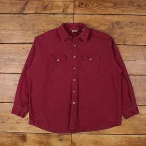 Vintage Five Brother Chamois Shirt Button 2XL Mens Long Sleeve Red Solid