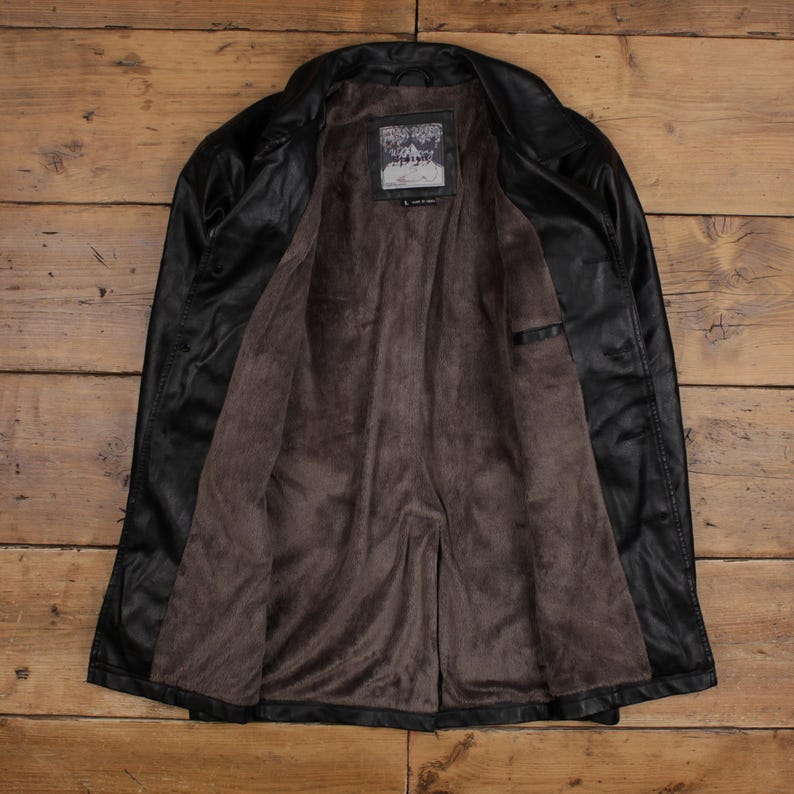 Vintage Whispering Smith Leather Jacket L Car Coat Lined Black image 4