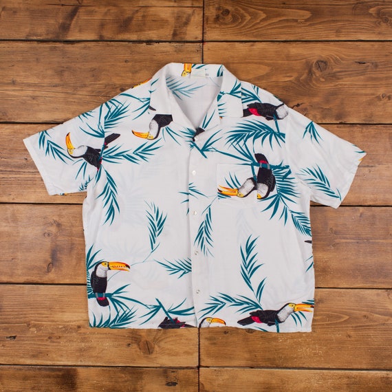 Vintage Reve Hawaiian Shirt Button XL 80s Holiday… - image 1