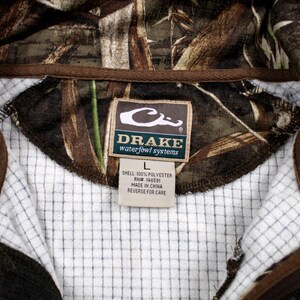 Drake Softshell Fleece L Mens Green Waterfowl Camo 1/4 Zip Hunting Performance image 3