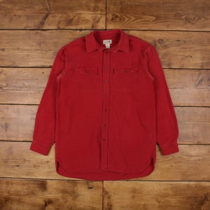 Vintage L.L.Bean Chamois Shirt Button L Tall Mens Long Sleeve Red Solid