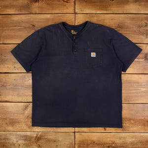 Vintage Carhartt Logo T Shirt XL Pocket Blue Tee