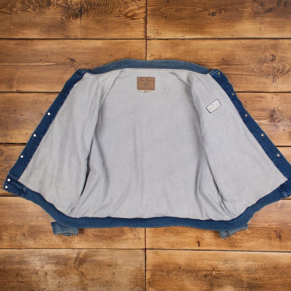 Vintage Three Rivers Bomber Jacket L 90s Varsity Denim USA