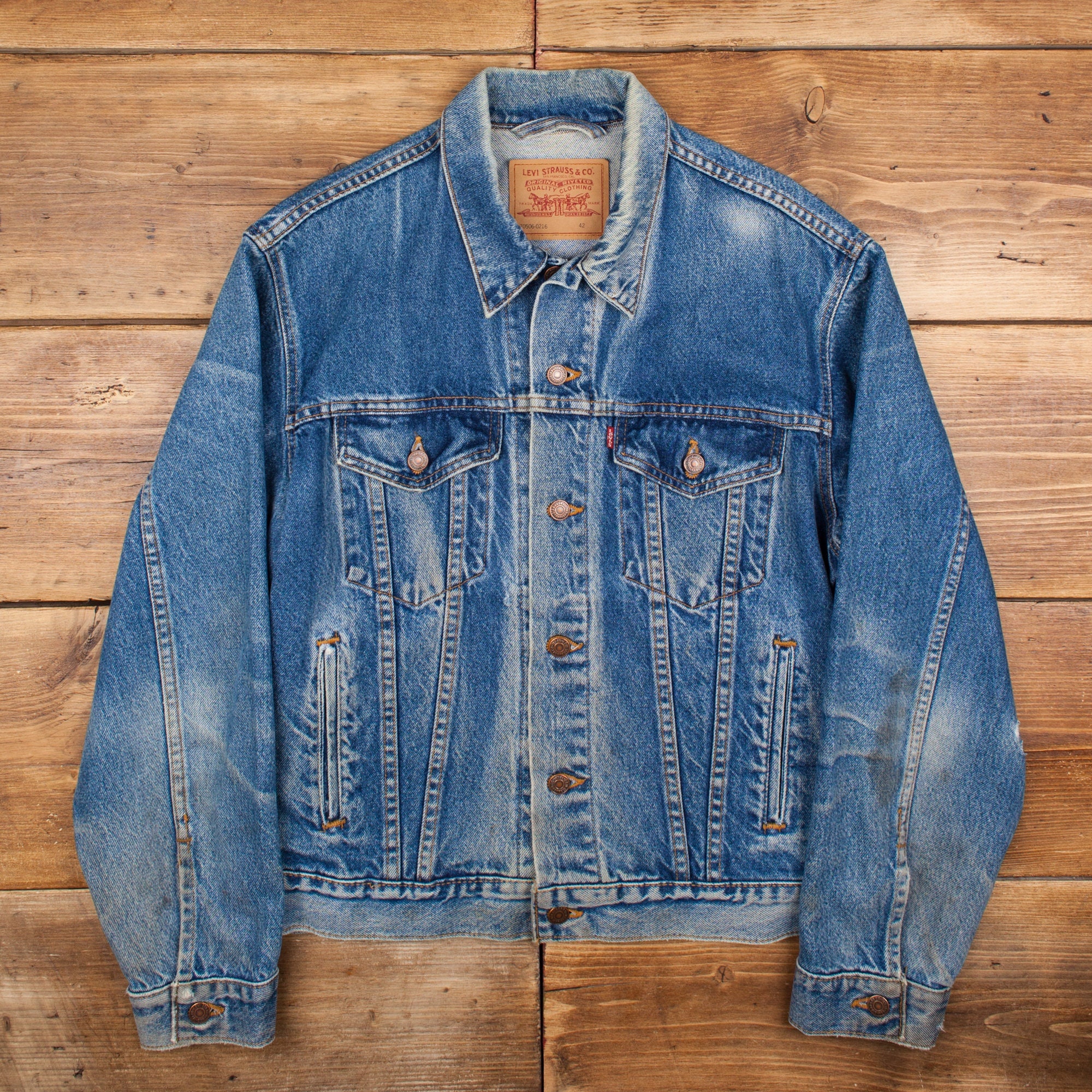 Vintage Levis Denim Jacket L USA Made 90s Stonewash Red Tab Etsy
