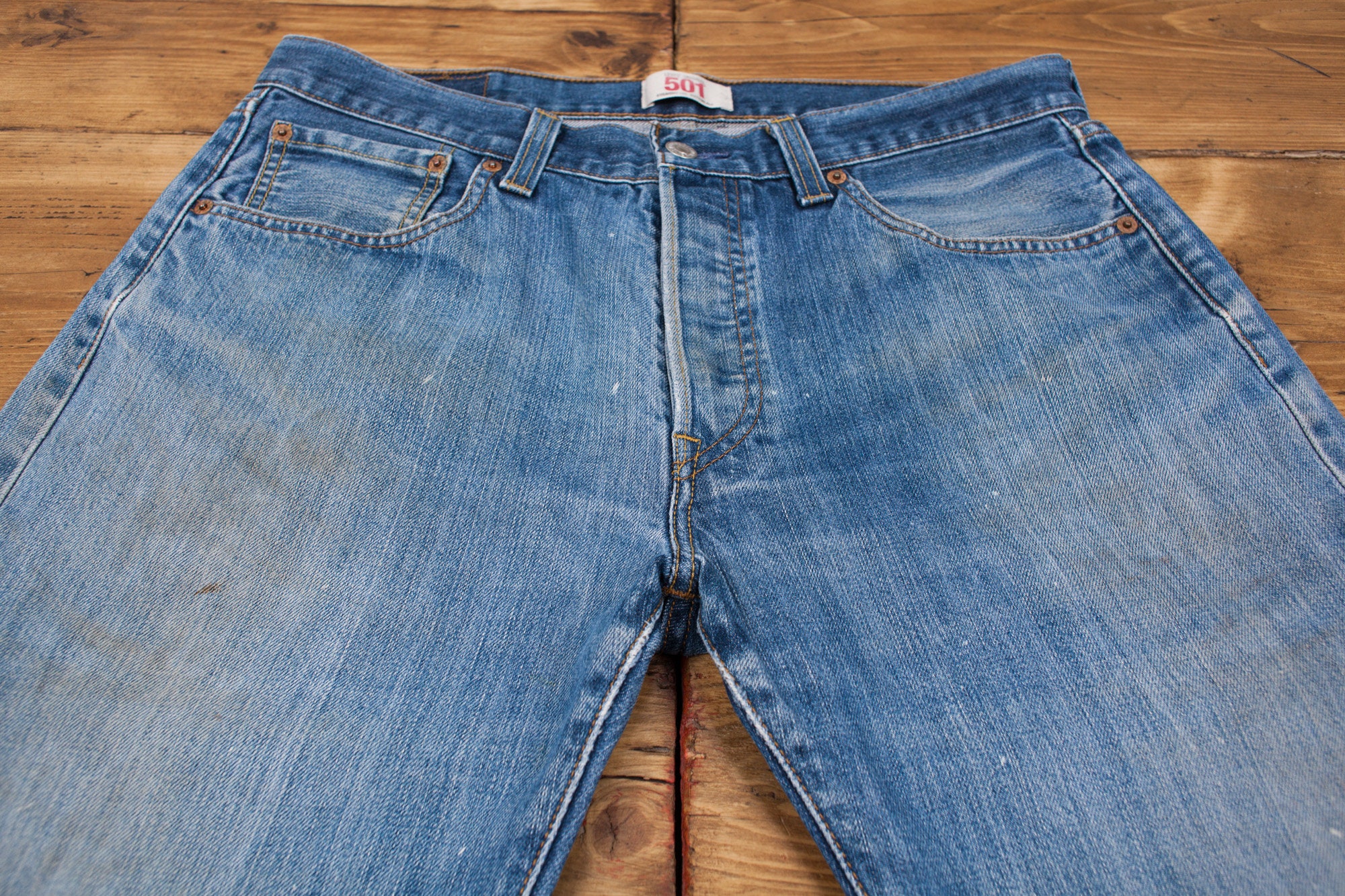 Vintage Levis Levi 501 Faded Mid Blue Raw Hem Denim Jeans 33 x | Etsy