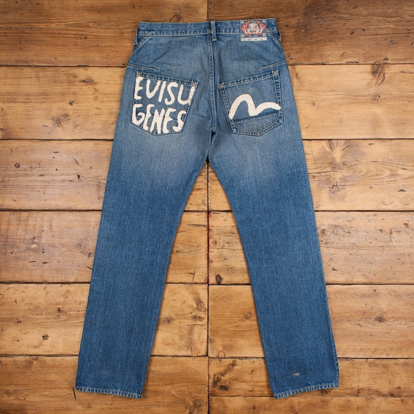 Vintage Evisu Jeans Pants Trousers 34x35 Hand Painted Selvedge Mens Straight